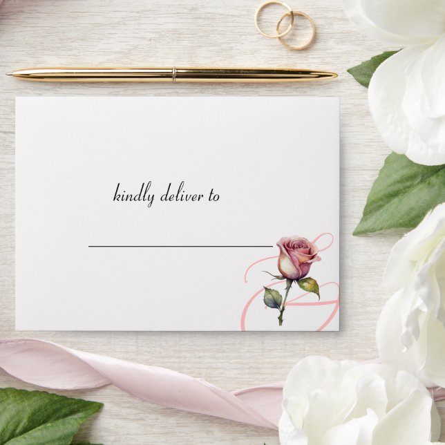 Modern Dusty Rose Blush Wedding Envelope (Wedding)