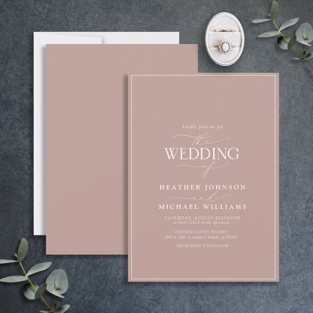 Modern Dusty Rose Calligraphy Wedding Invitation (Creator Uploaded)