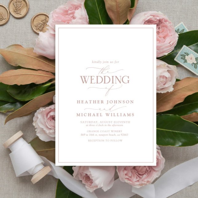 Modern Dusty Rose Calligraphy Wedding Invitation (Creator Uploaded)