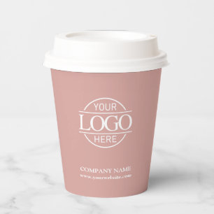 Modern Dusty Rose Corporate Company Business Logo Paper Cups