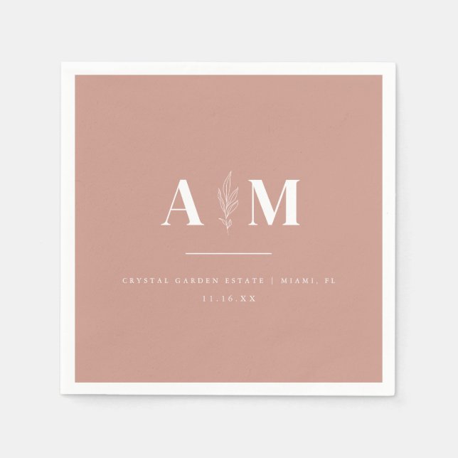 Modern Dusty Rose Elegant Wedding Napkin (Front)