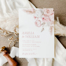 modern dusty rose floral wedding Invitation