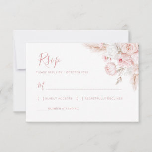 modern dusty rose floral wedding rsvp card
