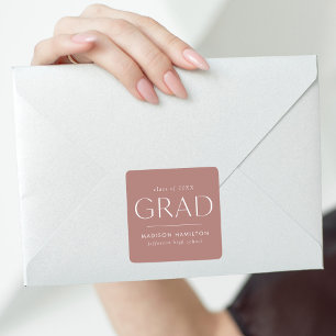 Modern Dusty Rose Graduation Square Sticker