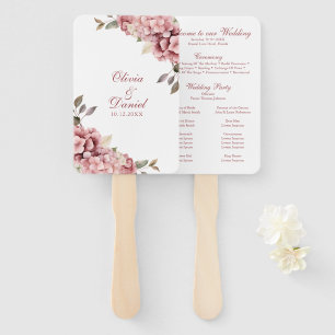 Modern Dusty Rose Hydrangea Wedding Program Hand Fan