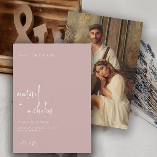 Modern Dusty Rose Minimalist Photo Wedding    Save The Date