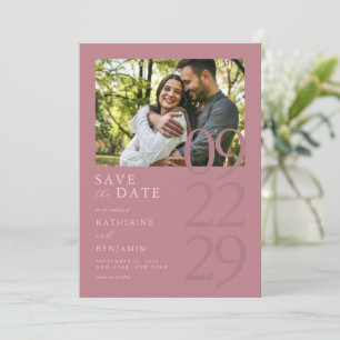 Modern Dusty Rose Minimalist Photo Wedding Save The Date