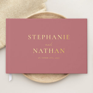 Modern Dusty Rose Minimalist Wedding Gold Guest Book