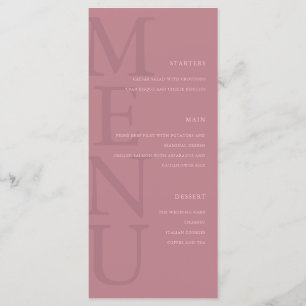Modern Dusty Rose Minimalist Wedding Menu