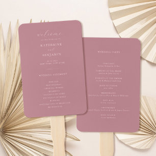 Modern Dusty Rose Minimalist Wedding Program Hand Fan