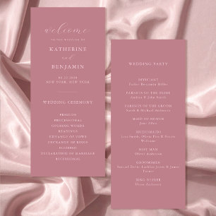 Modern Dusty Rose Minimalist Wedding Programme