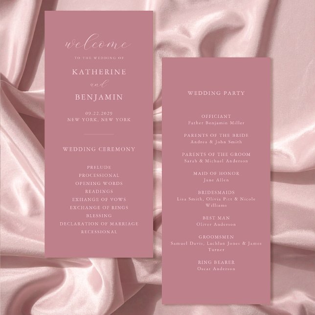 Modern Dusty Rose Minimalist Wedding Programme (Creator Uploaded)