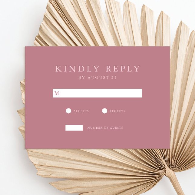 Modern Dusty Rose Minimalist Wedding RSVP Card (Creator Uploaded)