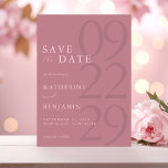 Modern Dusty Rose Minimalist Wedding Save The Date<br><div class="desc">Easily personalise your wedding save the date cards with this editable template. Features minimal elegant typography design in dusty rose colour.</div>