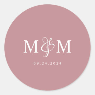 Modern Dusty Rose Monogram Wedding Envelope Seal