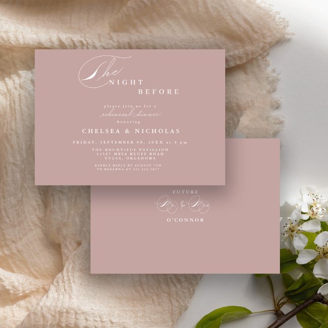 Modern Dusty Rose Night Before Rehearsal Dinner Invitation (Creator Uploaded)