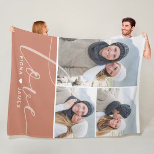 Modern Dusty Rose Photos Love Personalised Fleece Blanket