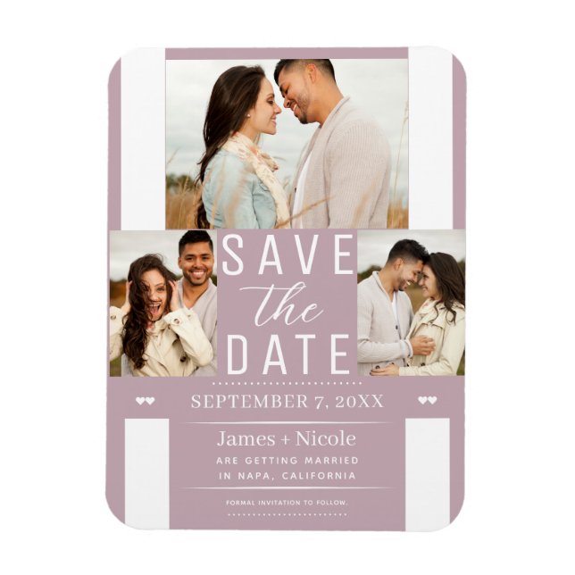 Modern Dusty Rose Pink Save the Date Wedding Photo Magnet (Vertical)