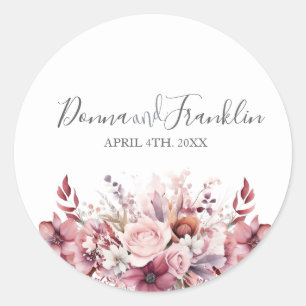 Modern Dusty Rose Pink Script Classic Round Sticker