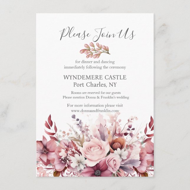 Modern Dusty Rose Pink Wedding Enclosure Card (Front)