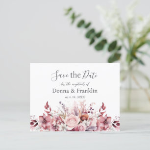 Modern Dusty Rose Pink Wedding Save the Date Postcard