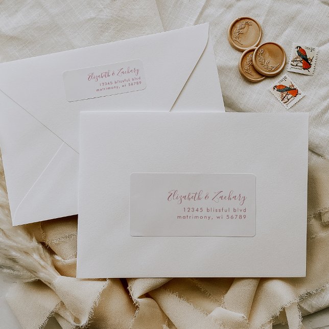 Modern Dusty Rose Script Wedding Return Address (Creator Uploaded)