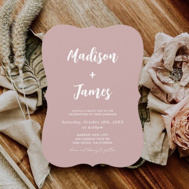 Modern Dusty Rose Wedding  Invitation (Creator Uploaded)