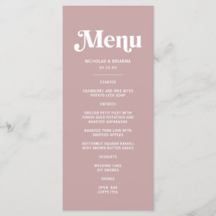 Modern Dusty Rose Wedding Menu