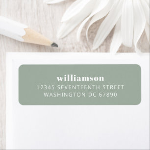 Modern Dusty Sage Simple Last Name Return Address 