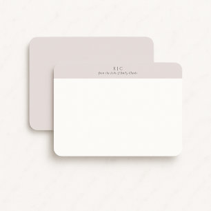 Modern dusty taupe monogram stationery note card