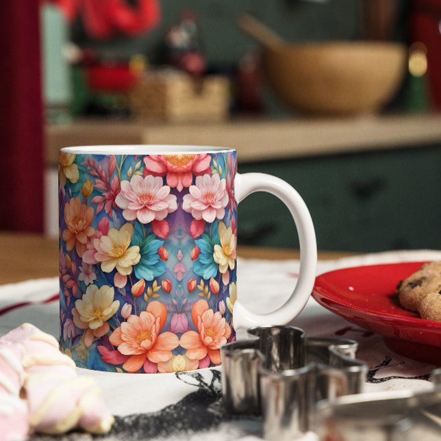 Modern Dynamic Flower Art Pattern Coffee Mug (Creator Uploaded)