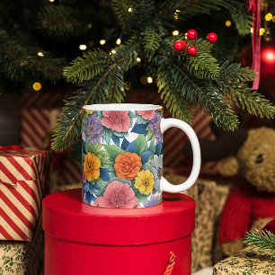 Modern Dynamic Flower Art Pattern Coffee Mug