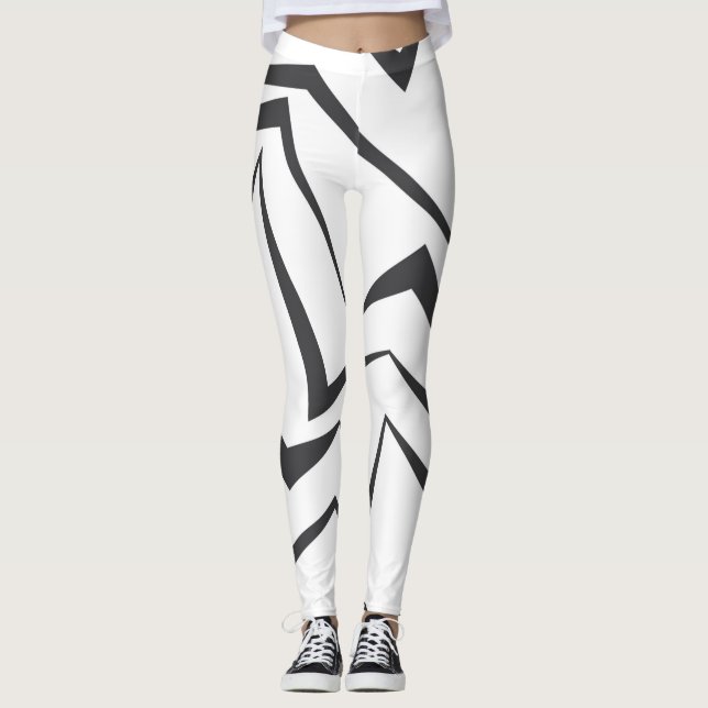Modern, dynamic, simple, bold abstract graphic art leggings (Front)