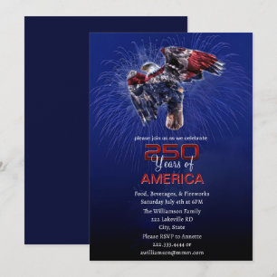 Modern Eagle Fourth of July 250 Years Party Invitation