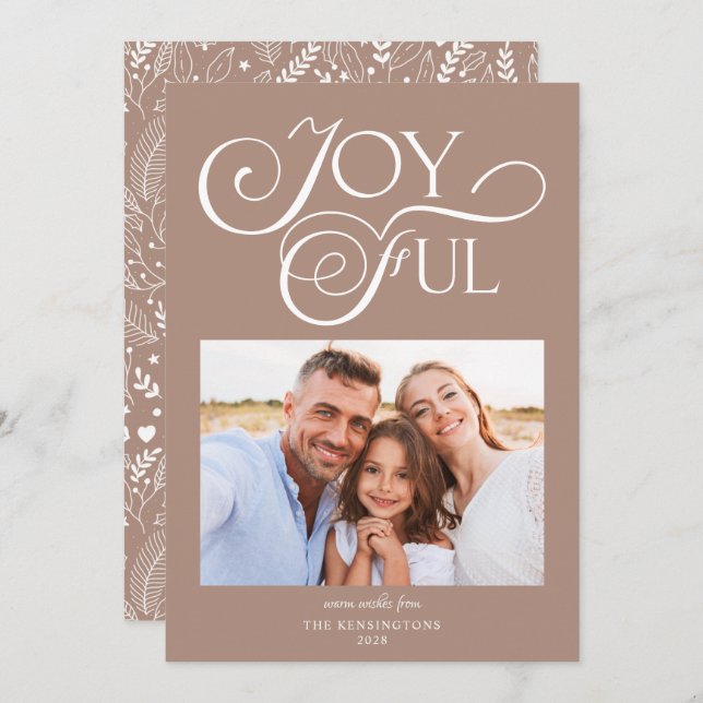 Modern Earth Clay Pattern Joyful Holiday Photo (Front/Back)