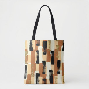 Modern Earth Tone Abstract Brushstroke Tote Bag