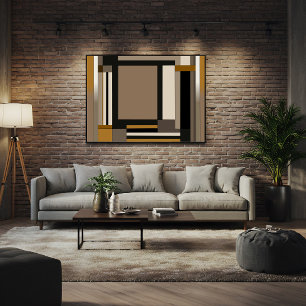 Modern Earth Tone Abstract Geometric Canvas Print
