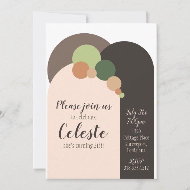 Modern Earth Tone Circles Invitation (Front)