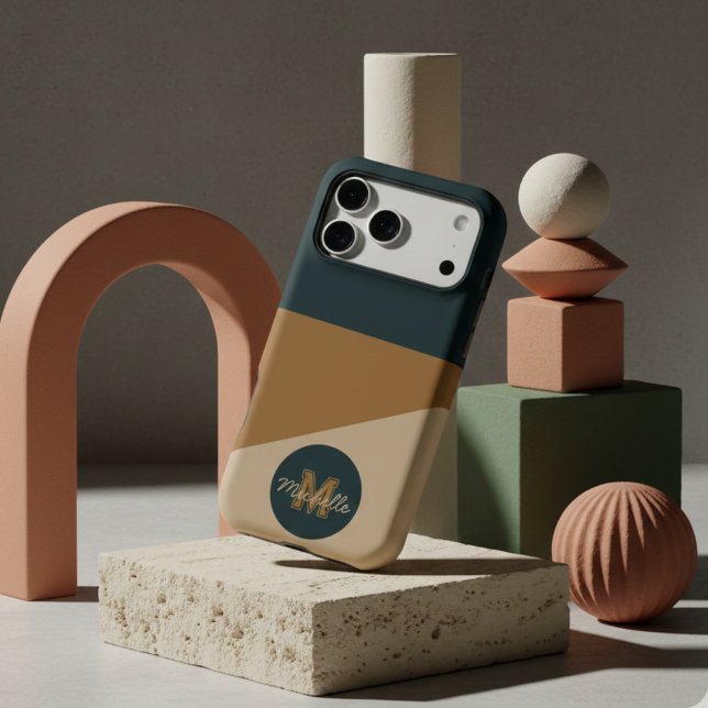 Modern Earth Tone Colorblock Quiet Luxury Monogram (Creator Uploaded)