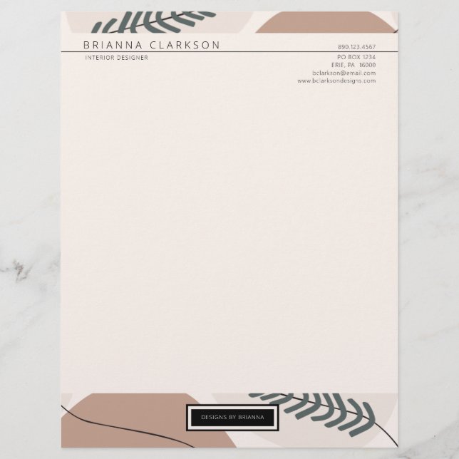 Modern Earth Tones Abstract Art Letterhead (Front)