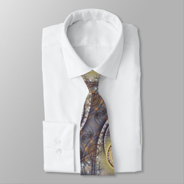 Modern Earth Tones Abstract Pattern Tie (Tied)