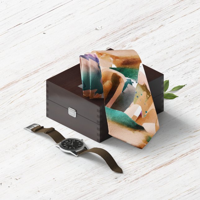 Modern Earth Tones Abstract Terracotta Brown Tie (Creator Uploaded)