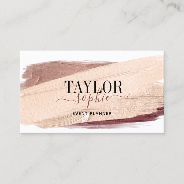 modern earth tones brush strokes elegant chic business card (Front)