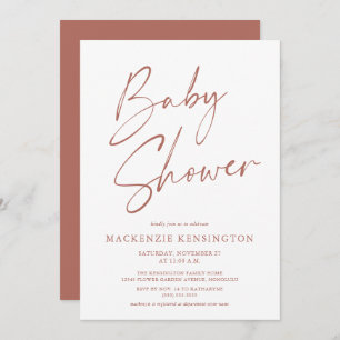 Modern Earth Tones Simple Script Baby Shower Invitation