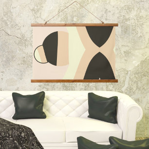 Modern Earth Tones Waves Balls Abstract Art  Hanging Tapestry