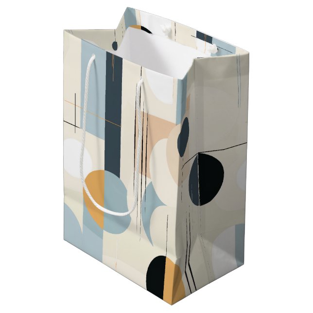 Modern Earthy Abstract Geometric Neutral (1) Medium Gift Bag (Front Angled)