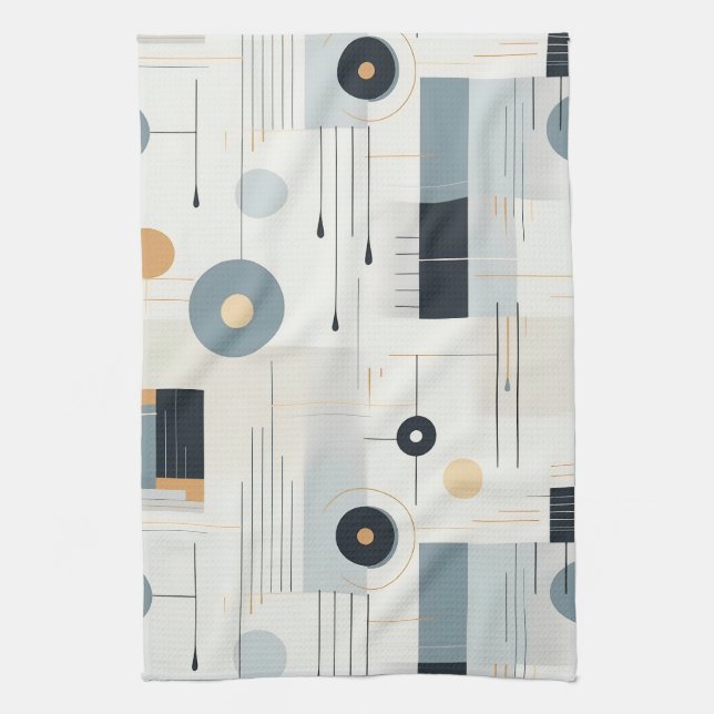 Modern Earthy Abstract Geometric Neutral (2) Tea Towel (Vertical)