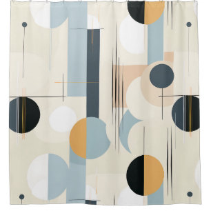 Modern Earthy Abstract Geometric Neutral Shower Curtain