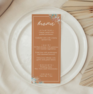 Modern Earthy Boho Floral Wedding Menu