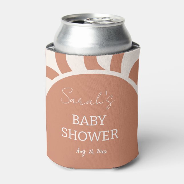 Modern Earthy Boho Rainbow Baby Shower  Can Cooler (Can Front)